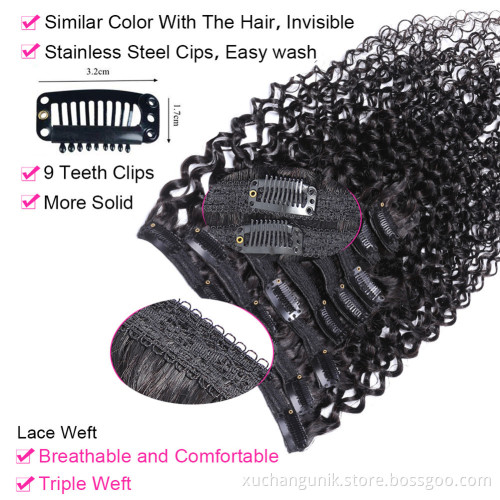 Uniky 8-30 Inch 100% Indian Russia Brazilian Human Remy Hair Top Quality Double Drawn Thick End Full Head Clip In hair extension